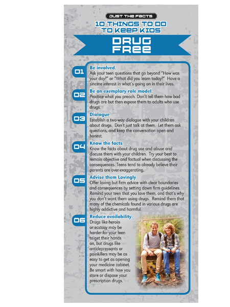 Just the Facts Rack Card: 10 Things To Do To Keep Kids Drug Free